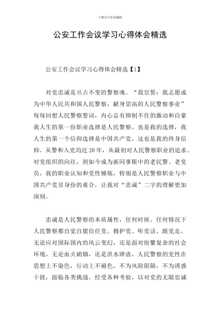 公安工作会议学习心得体会精选