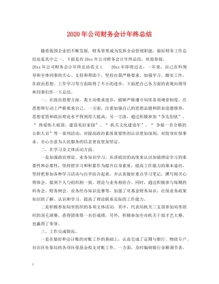 2020年公司财务会计年终总结 