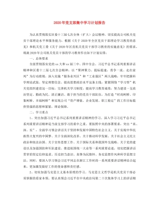 2020年党支部集习计划报告 