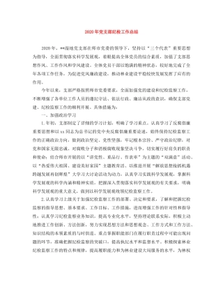 2020年党支部纪检工作总结 