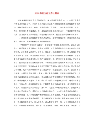 2020年党支部工作计划表 