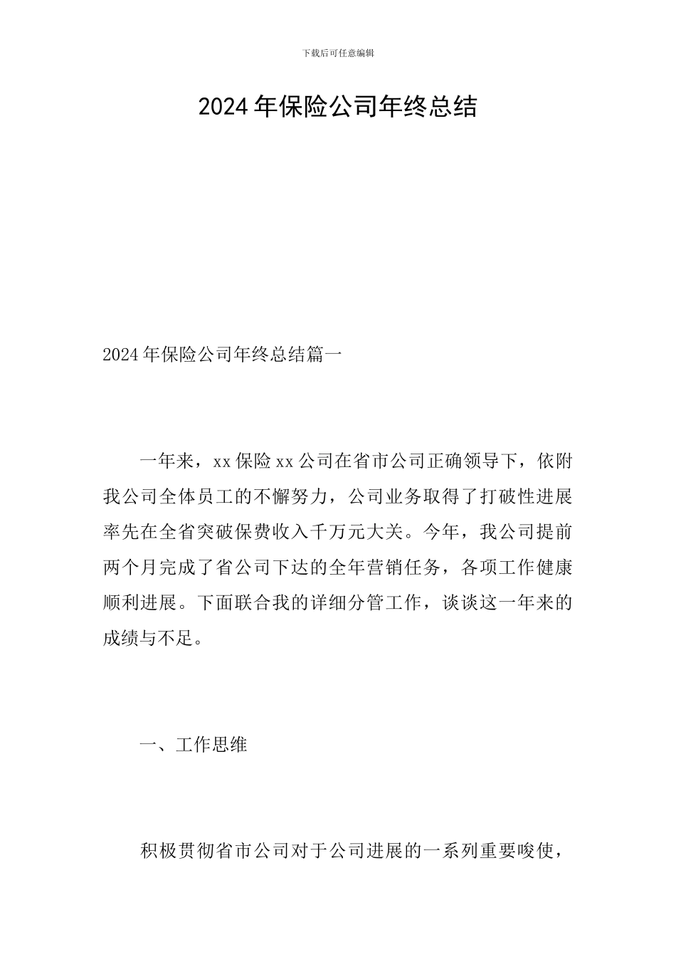2024年保险公司年终总结_第1页