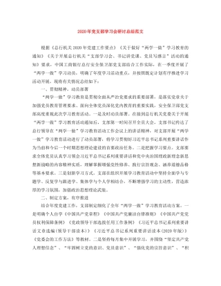 2020年党支部学习会研讨总结范文 