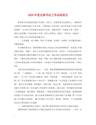 2020年党支部书记工作总结范文 