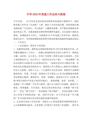 2020年党建工作总结与展望 
