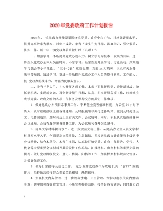 2020年党委政府工作计划报告 