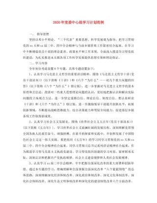 2020年党委中心组学习计划范例 