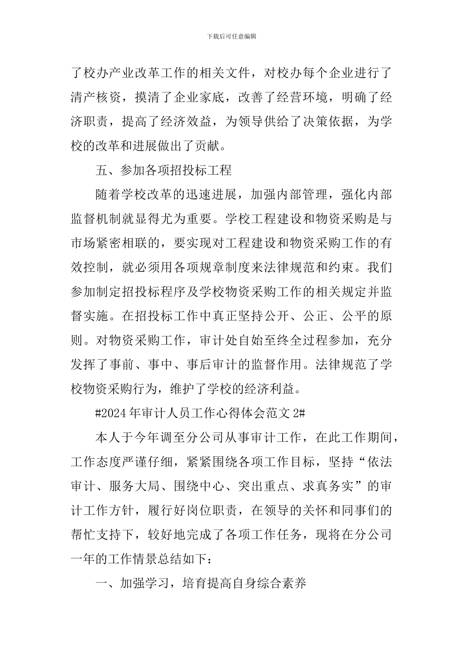 2024年审计人员工作心得体会_第3页