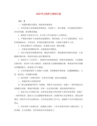 2020年儿科护士培训计划 