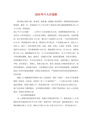 2020年个人计划表 