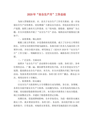 2020年“安全生产月”工作总结 