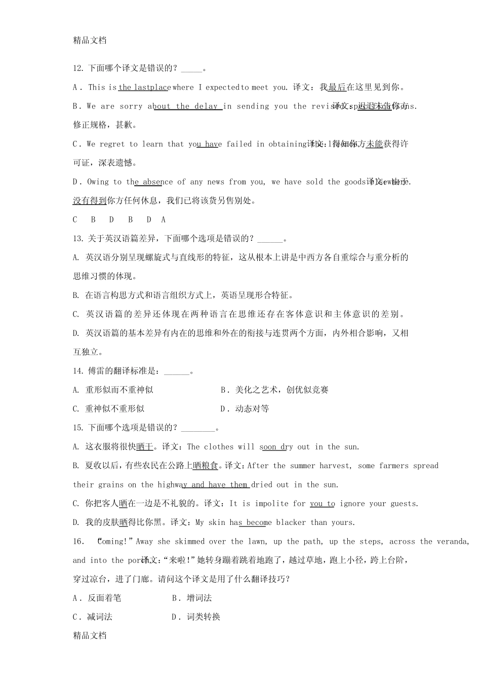 最新翻译理论与实践(笔译)期末复习及答案 _第3页