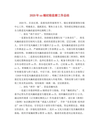 2020年xx镇纪检监察工作总结 