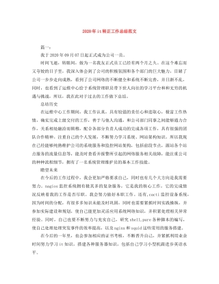 2020年it转正工作总结范文 