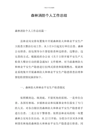 森林消防个人工作总结