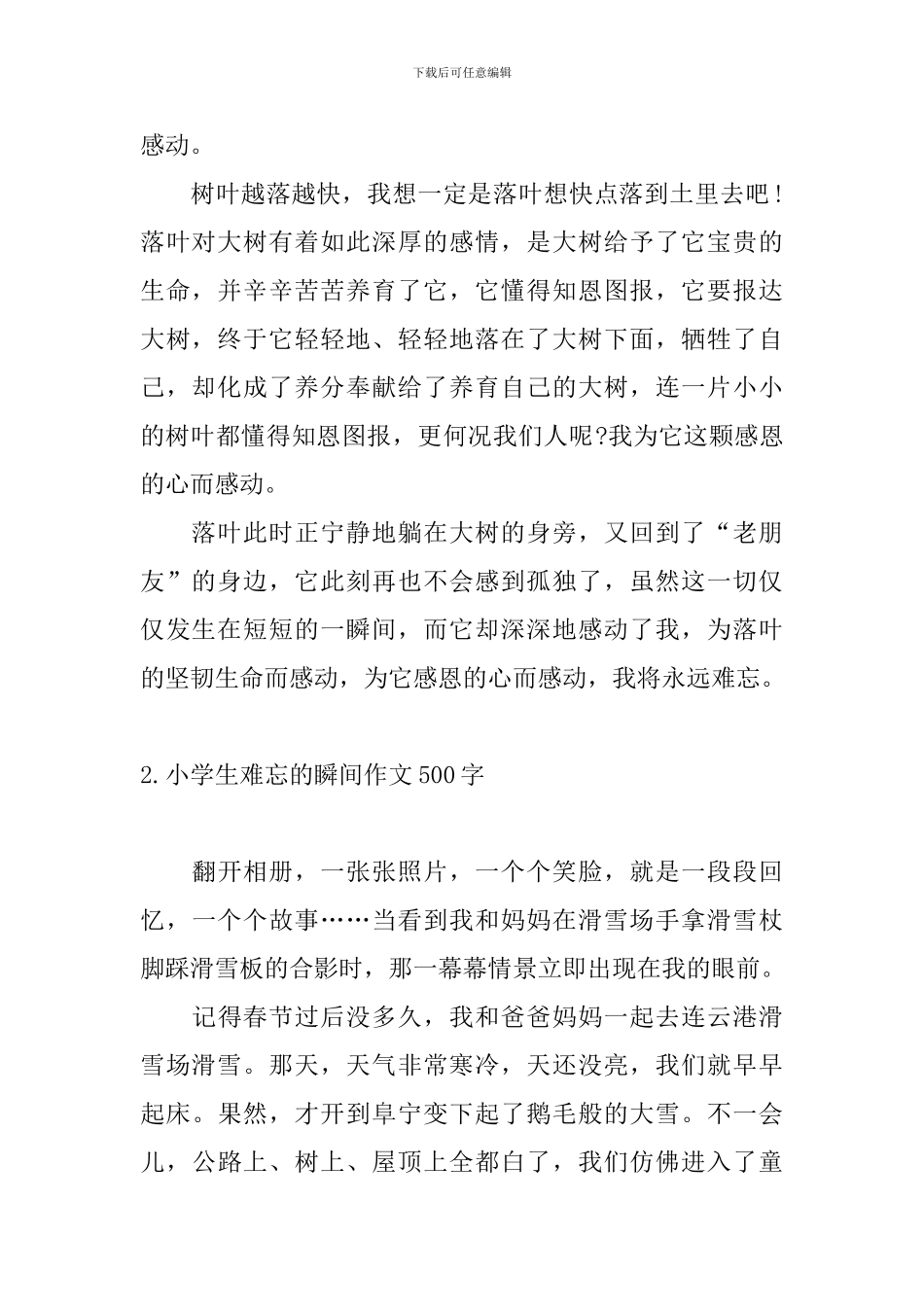 小学生难忘的瞬间作文500字_第2页