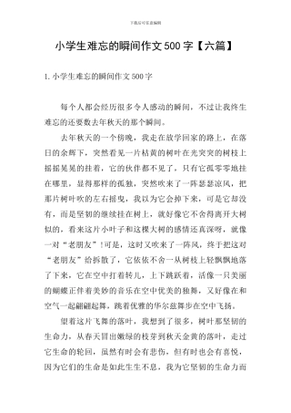 小学生难忘的瞬间作文500字