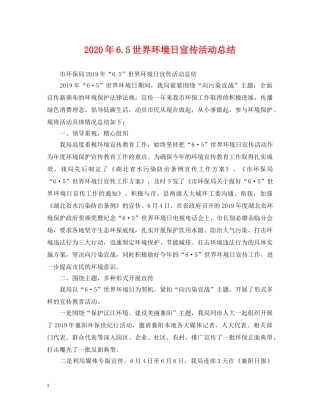 2020年65世界环境日宣传活动总结 