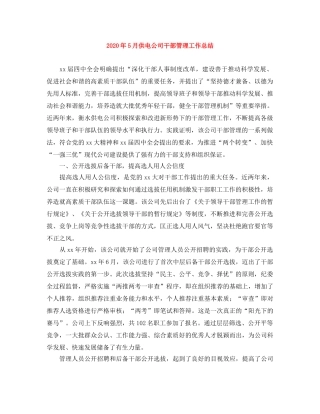 2020年5月供电公司干部管理工作总结 