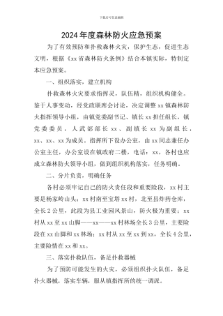 2024年度森林防火应急预案