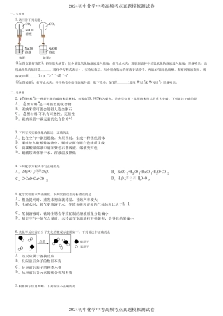 2024初中化学中考高频考点真题模拟测试卷 (3702) 