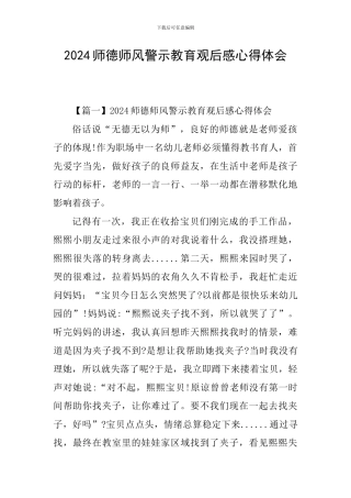 2024师德师风警示教育观后感心得体会