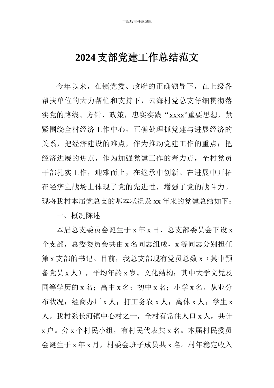 2024支部党建工作总结范文_第1页