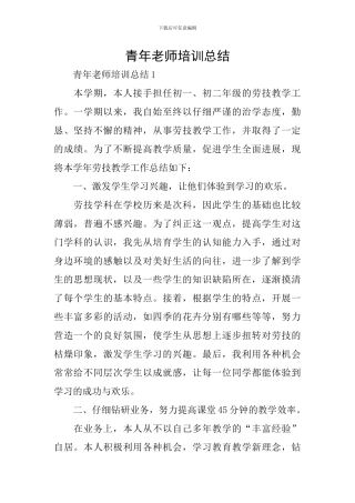 青年教师培训总结
