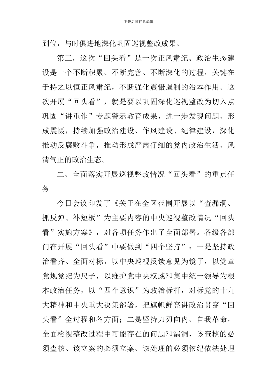 中央巡视整改“回头看”动员大会讲话稿_第3页