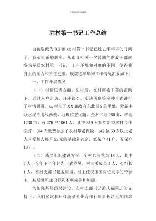 驻村第一书记工作总结