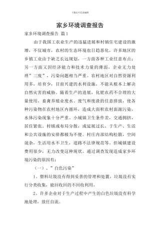 家乡环境调查报告