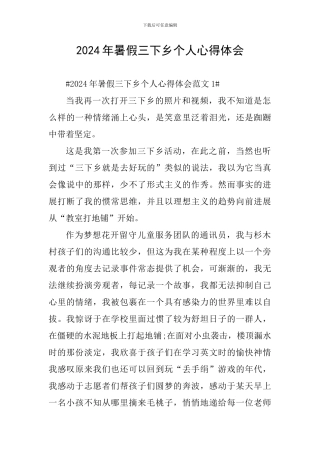 2024年暑假三下乡个人心得体会