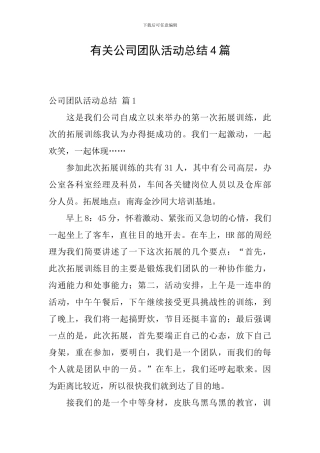 有关公司团队活动总结4篇