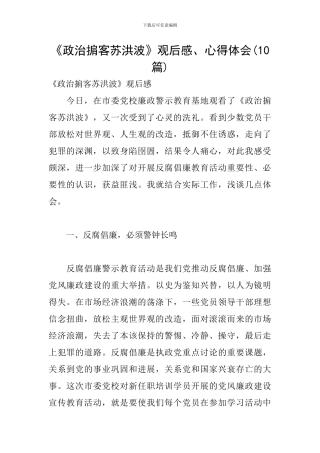 《政治掮客苏洪波》观后感、心得体会