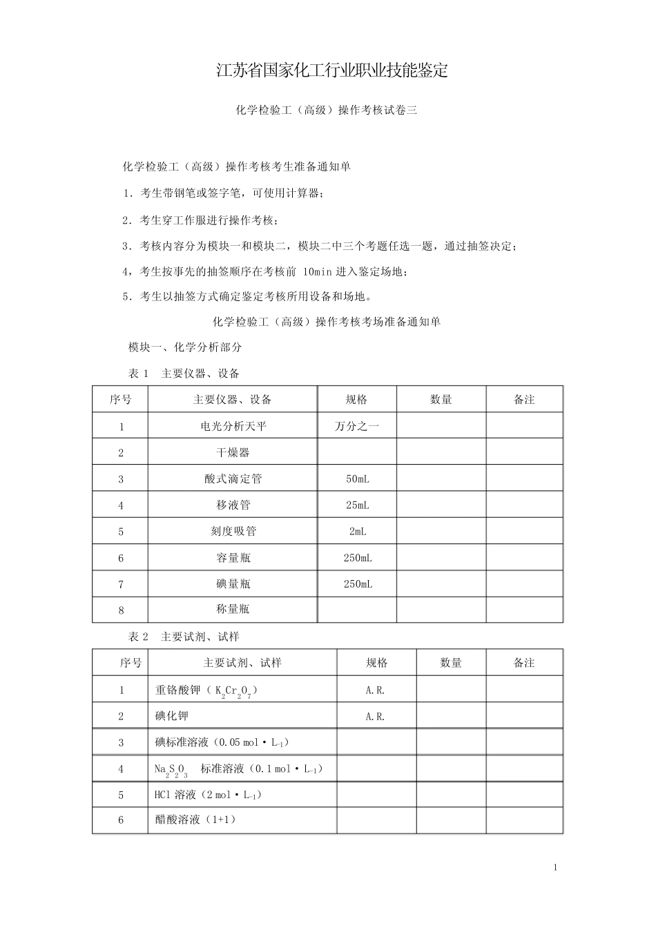化学检验工高操作试题 _第1页