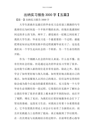 出纳实习报告3000字