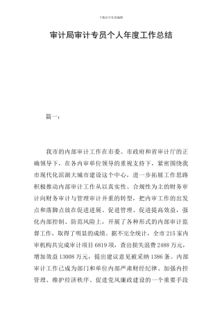 审计局审计专员个人年度工作总结