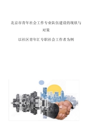 北京市青年社会工作专业队伍建设的现状与对策-以社区青年汇专职社会工作