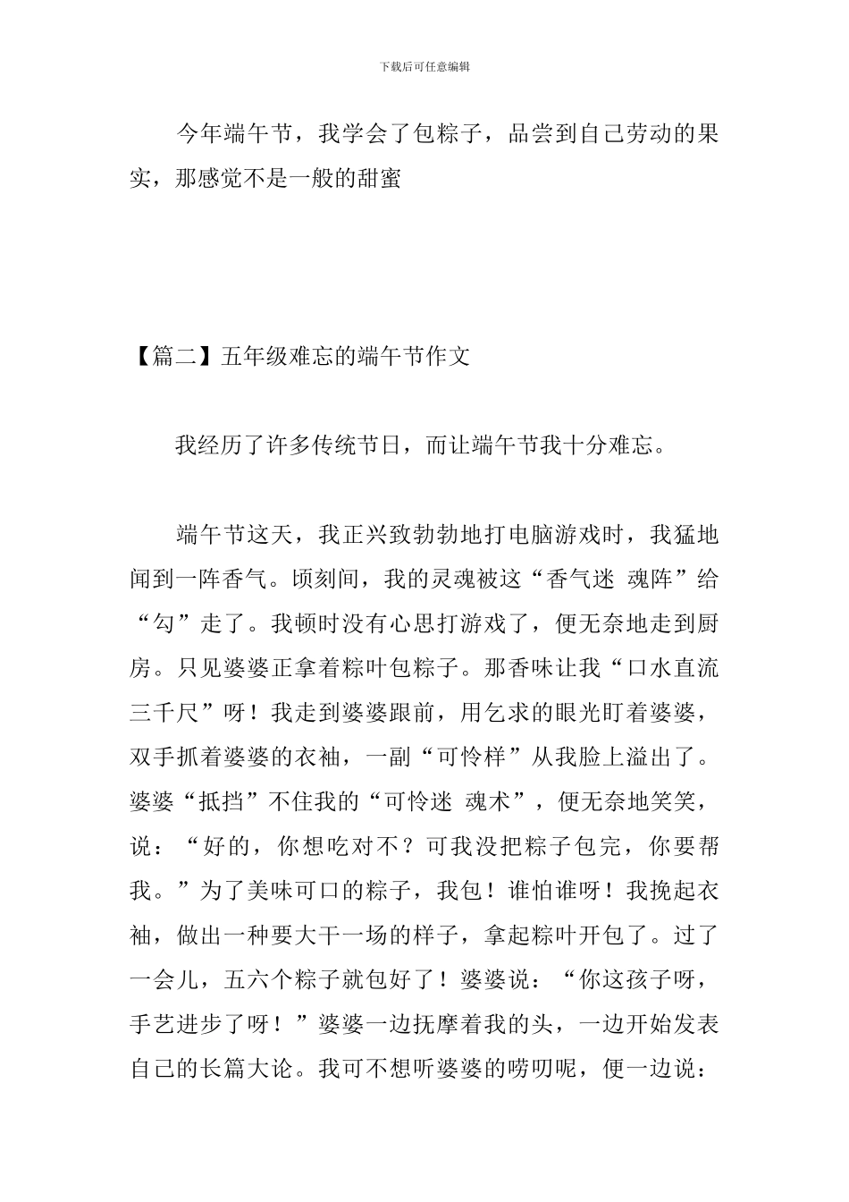 五年级难忘的端午节作文6篇_第3页