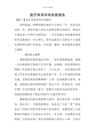 医疗体系年终自查报告