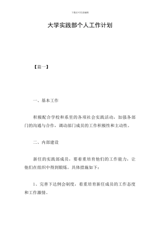 大学实践部个人工作计划