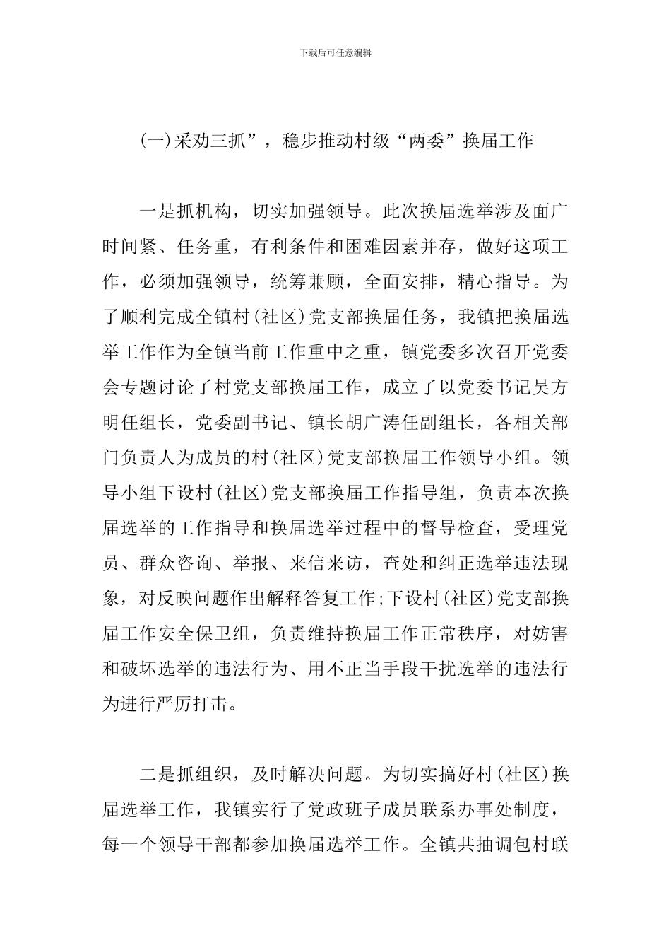 乡镇村党支部换届工作总结报告_第2页