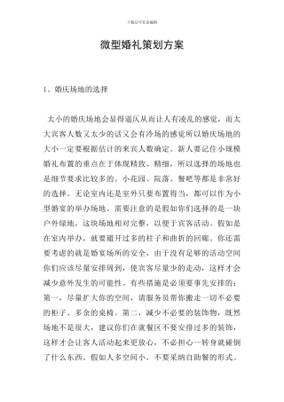 微型婚礼策划方案