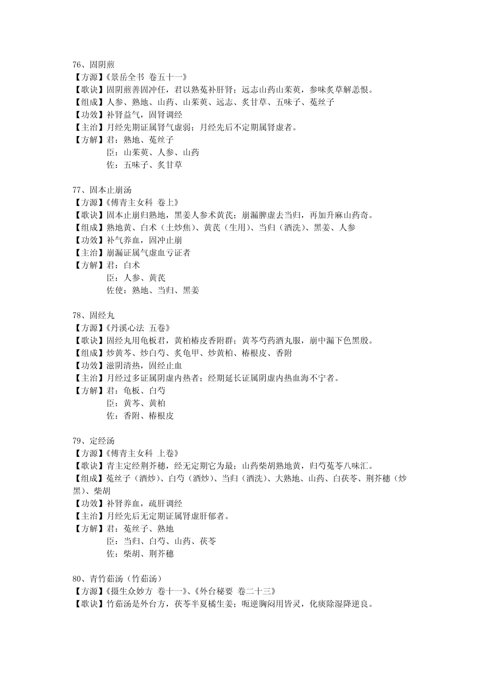 (完整)妇科常用方剂方歌主治功用75首_第1页