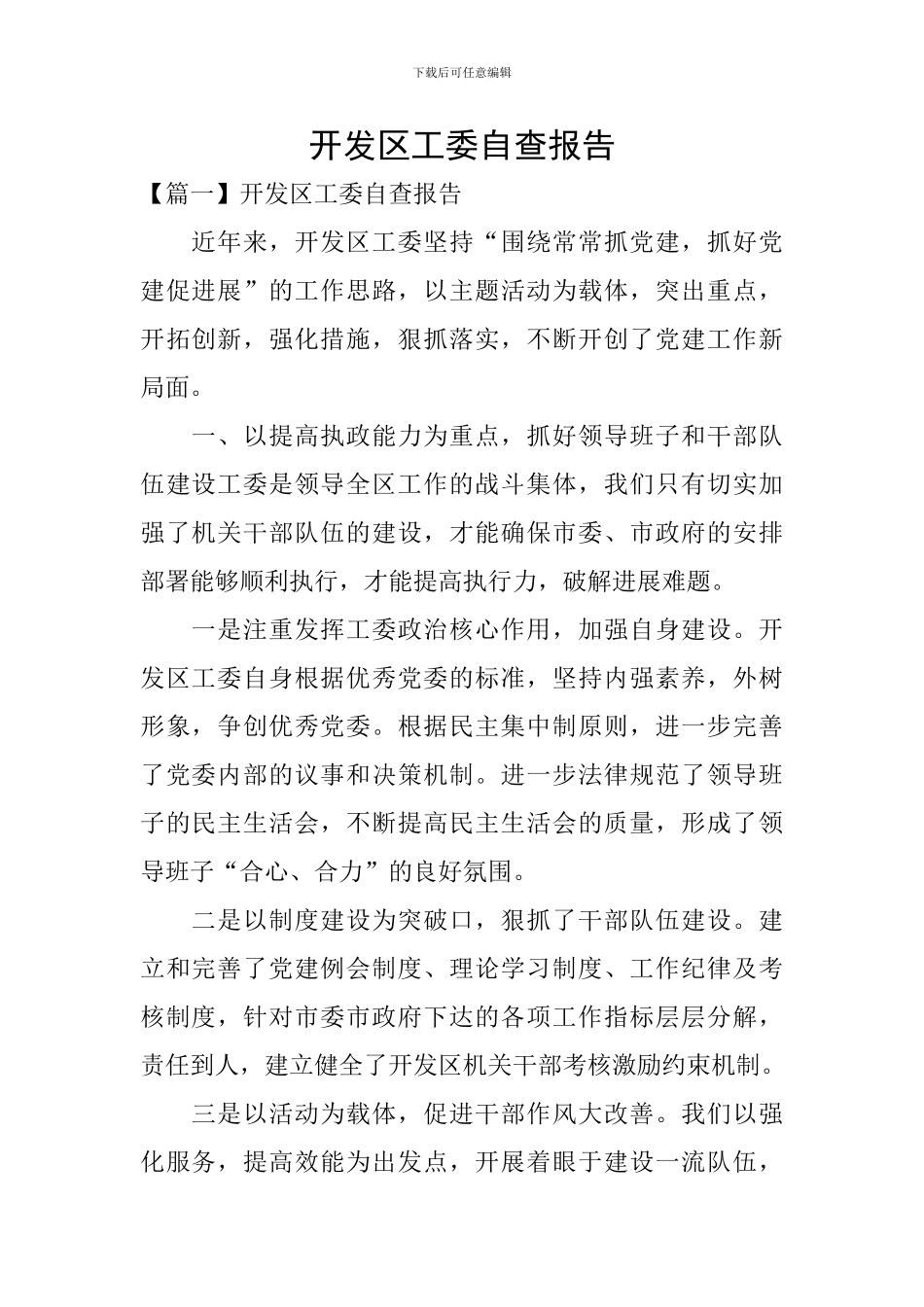 开发区工委自查报告_第1页