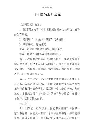 《共同的家》教案