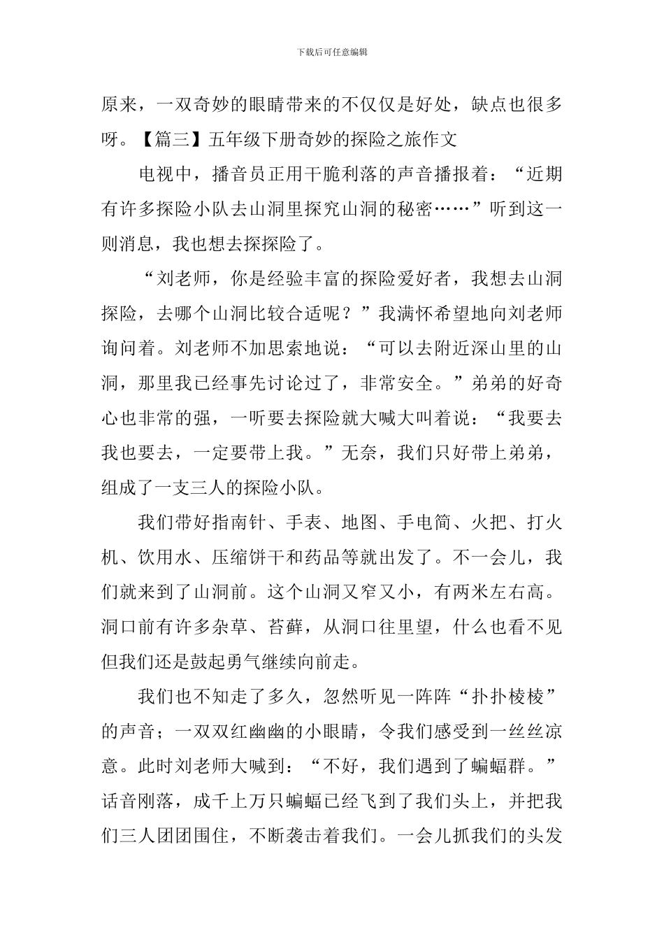 五年级下册神奇的探险之旅作文_第3页