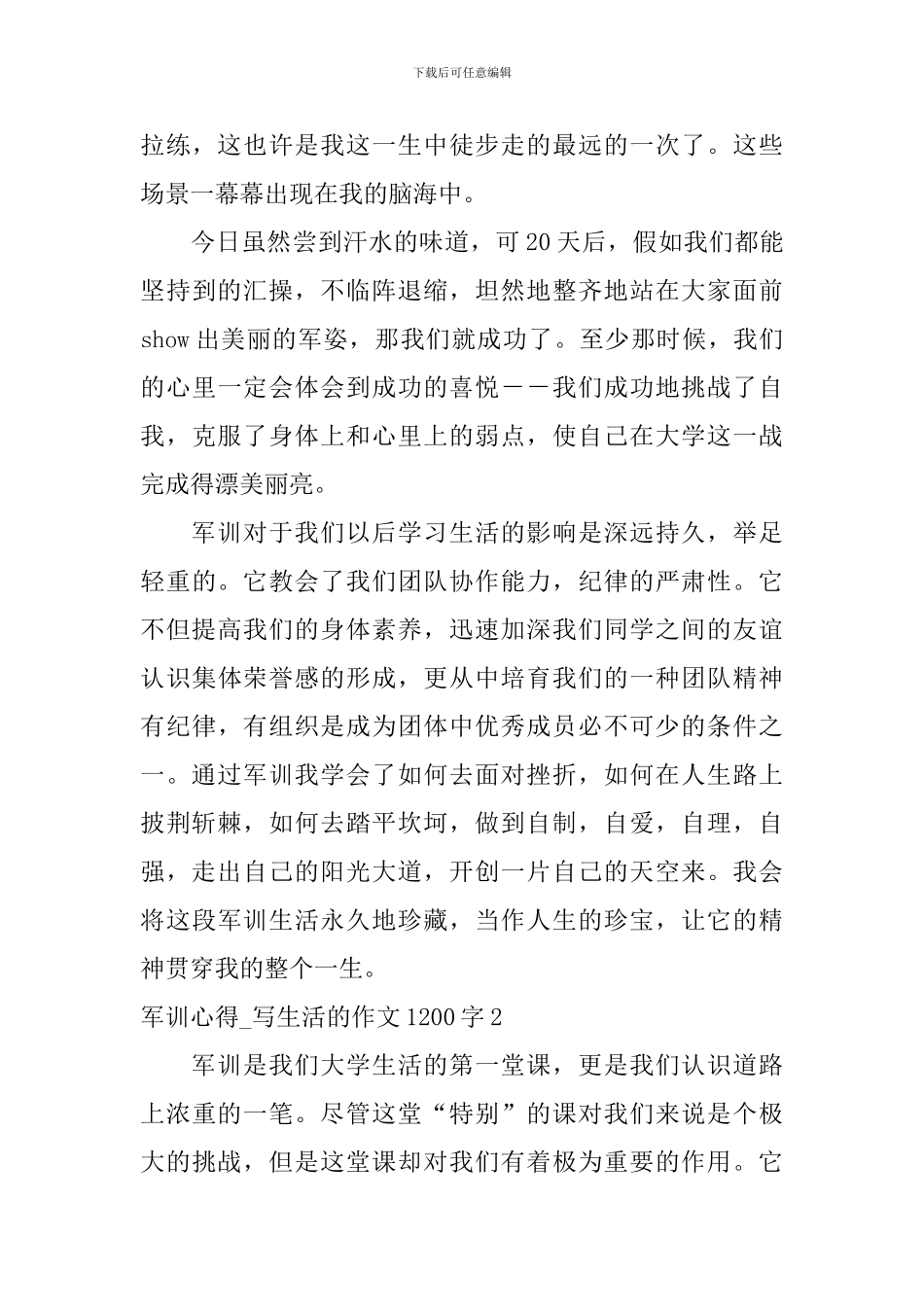 军训心得-写生活的作文1200字_第3页