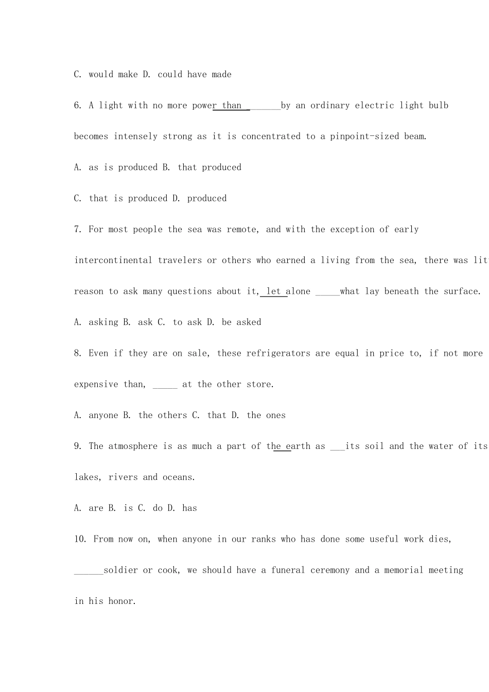 2023年专四语法模拟题 _第2页