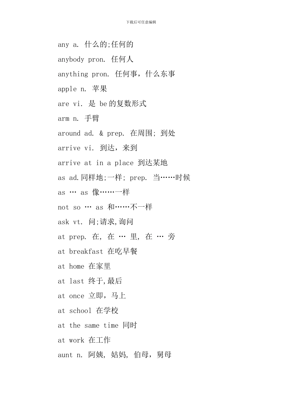 公共英语一级词汇表_第3页